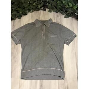 Todd Snyder Men's Grey Silk-Blend Polo Shirt Size Small
